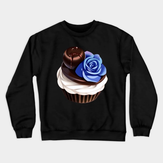 Blue Rose Chocolate Cupcake Crewneck Sweatshirt by SDAIUser